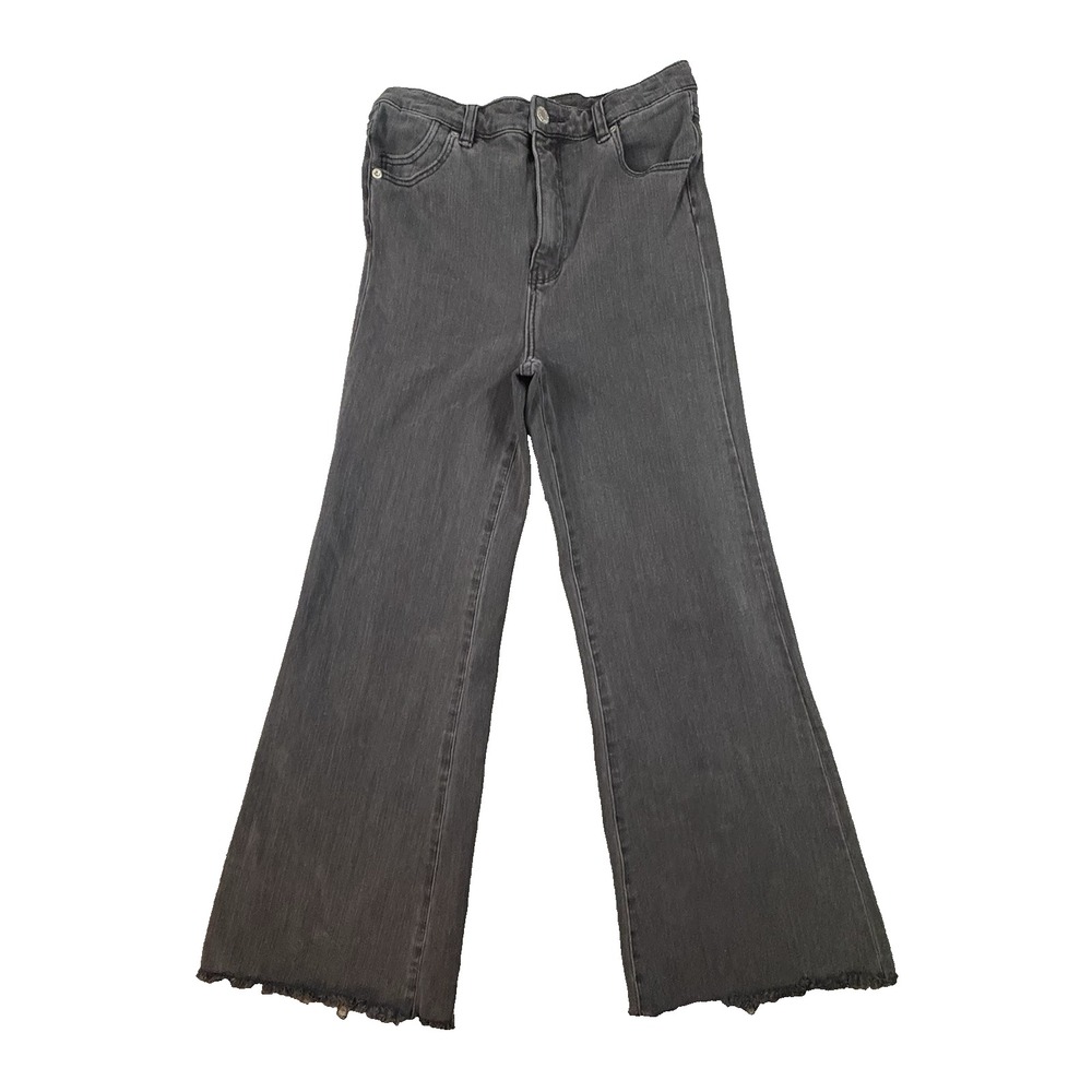 Rolla's‎ Women's 29 (28x26.75) Gray Eastcoast Crop Flare Raw Hem Stretch Jeans